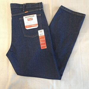 Wrangler Rustler Men's Jeans Straight Leg Blue Size 40W X 32L Durability Comfort